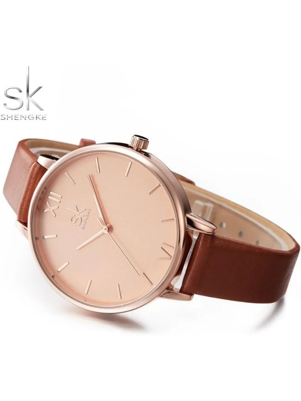 Women's Brown Creative Simplicity Genuine Leather Ladies Elegant Wrist Watches